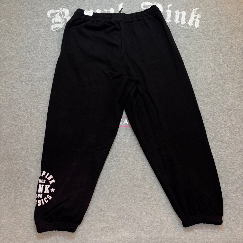 NWT VS PINK Black Love Pink Classics 1986 Logo Ivy Fleece Hoodie & Sweats XXL - Picture 5 of 12